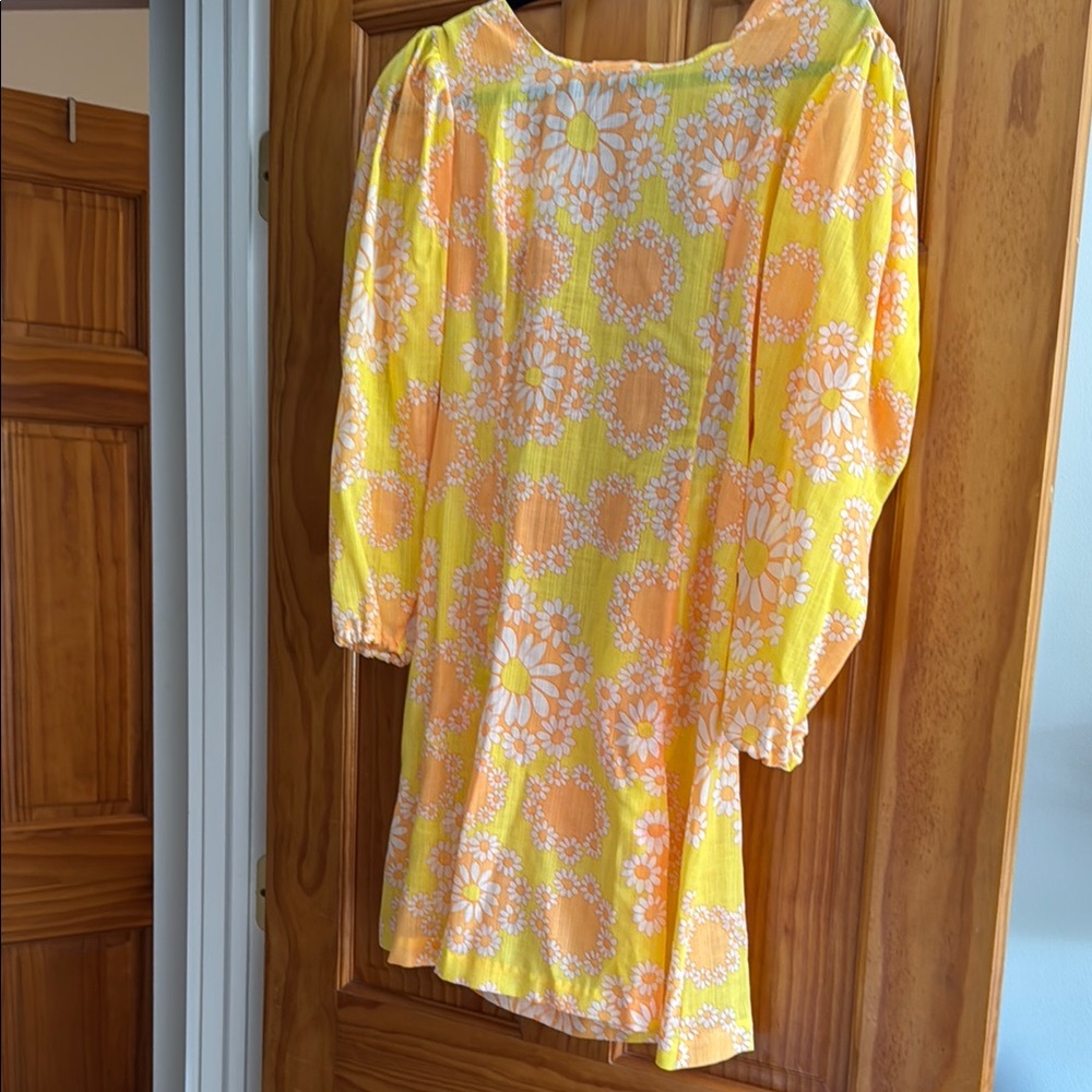 Vintage Floral Mini Dress - Yellow and Orange